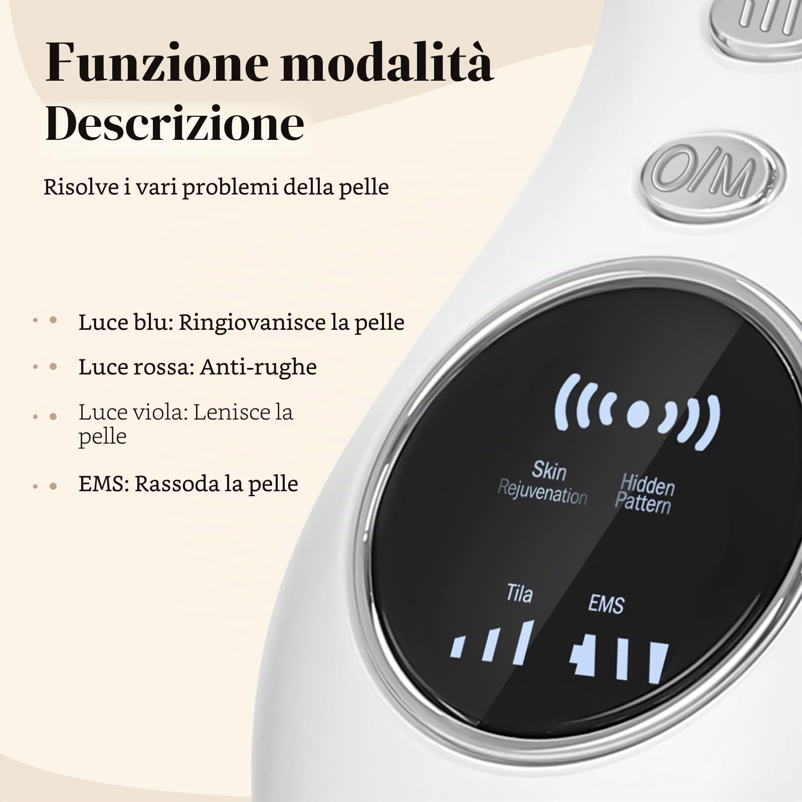 Dispositivo di Bellezza Antirughe, Lifting del Collo, Dispositivo di Massaggiatore del viso con 4 modalità, Riduce il Doppio Mento, Massaggio viso EMS per il Sollevamento e il Rassodamento Anti-Età
