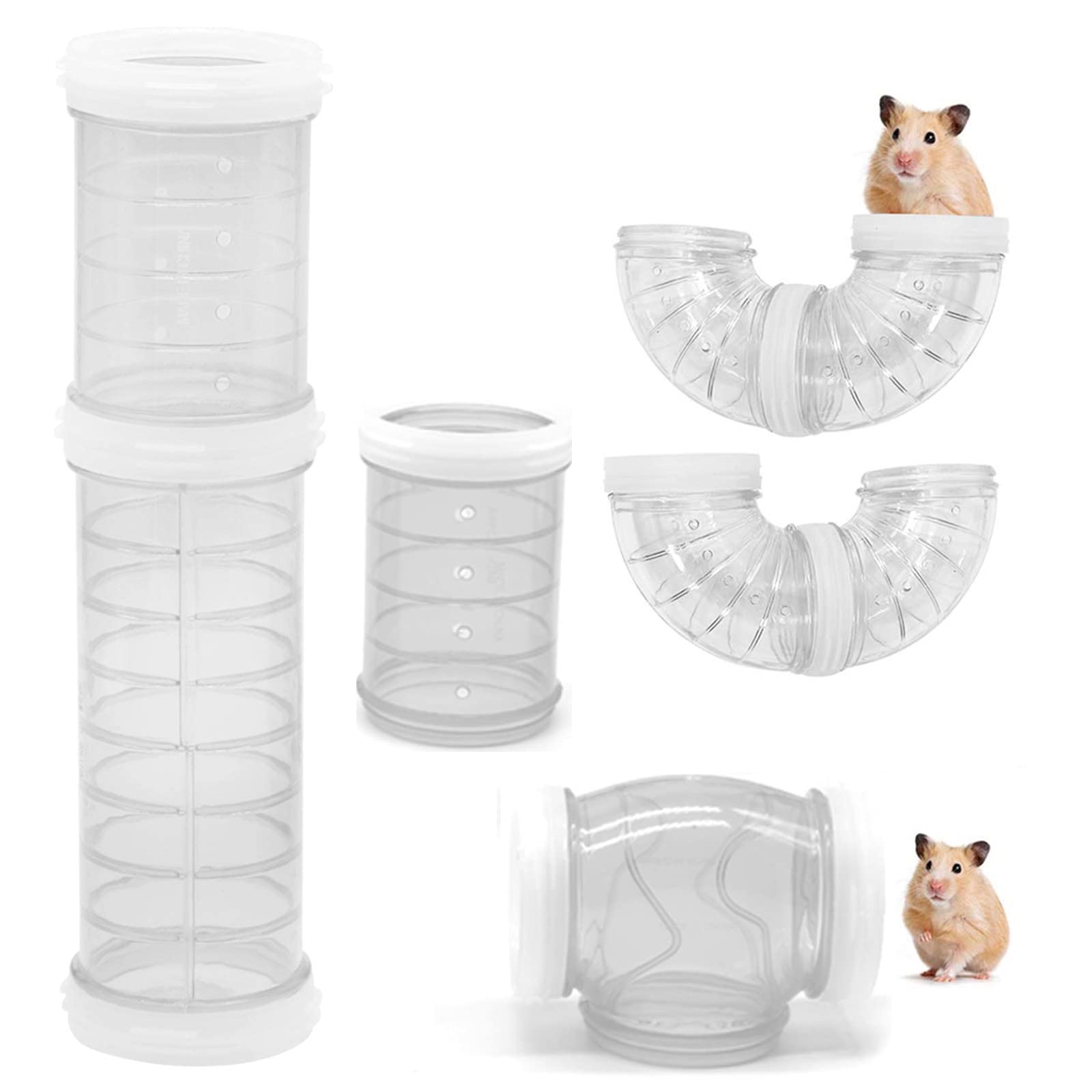 MAKINGTECHamster Tube Set, DIY Creative Connection Tunnel Practice Toys Transparent Bent Tube Pet Cage Transformation Outside the Tube Tube Hamster Toys to Expand the Space Movement Tunnel