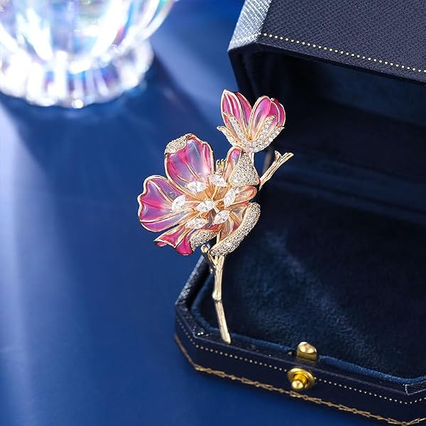 GKDFK Flower Brooch Pins for Women Red Rose Pin Dress Sweater Jacket Costume Jewelry Pins Wedding Holiday Gift Accessories (Begonia Flower) by GKDFK - Image 4