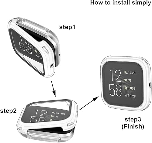 Miniatura 7 de Rc-Z Funda protectora de pantalla para Fitbit Versa 2, protector de policarbonato duro mate, cubierta protectora de cristal de cara completa para