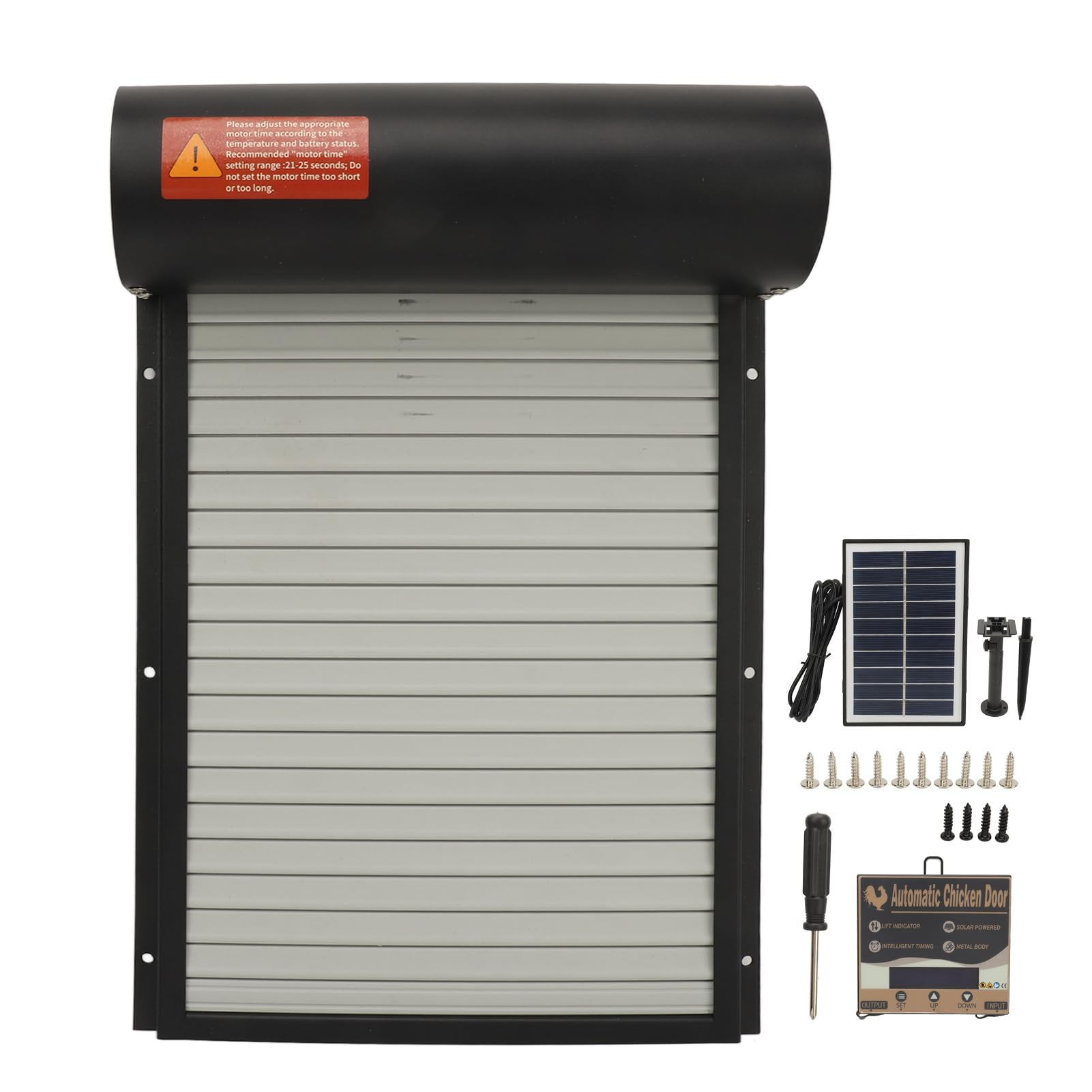 Generic Puerta Automática para Gallinero con Función de Temporizador, Energía Solar para Granjas Avícolas de Patio Trasero, Diseño Ligero Seguro y Resistente (Black)