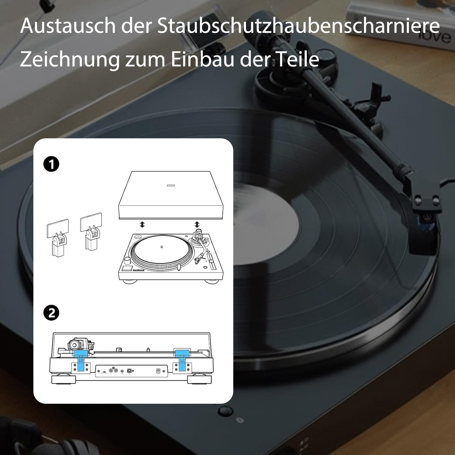 2Pcs Staubabdeckung Scharnier Plattenspieler Teile Kompatibel mit PS-LX310BT/AT-LP60xBK/AT-LP60XBT/AT-LP120xBTUSB Modelle von Plattenspielern