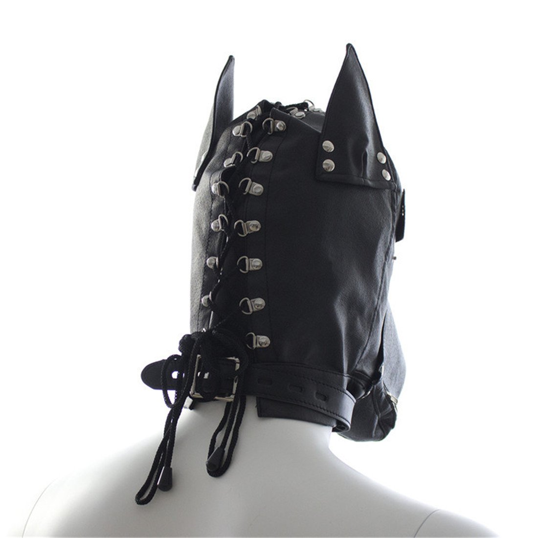 Welpenmaske mit Traktionsgürtel Doggy Maske Halloween Lederhaube Maske für Partyspiele Maskerade