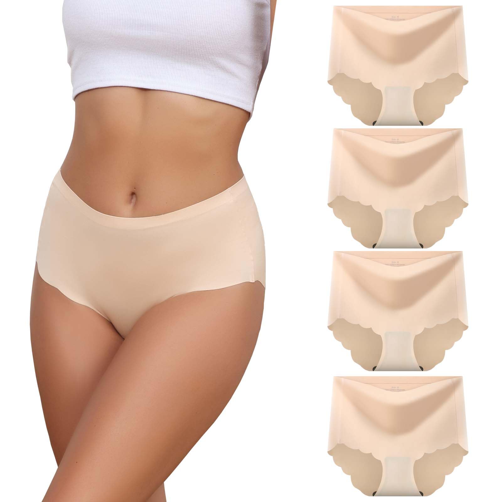Dumwis Unterhosen Damen,Seamless Slips Damen Unterwäsche Frauen,High Waist Nahtlose Panties,Mehrpack 4Er Pack Hipster Bequeme Ohne Abzeichnen Underwear Women,Damen Taillenslip sportunterwäsche