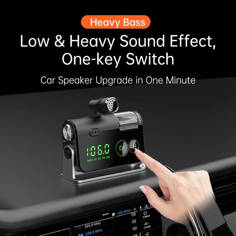 Bluetooth FM Transmitter for Car, Wireless Car Radio Adapter, Handsfree Auto Kit Support USB Charger Siri Google Assistant U Disk/TF Card/Aux