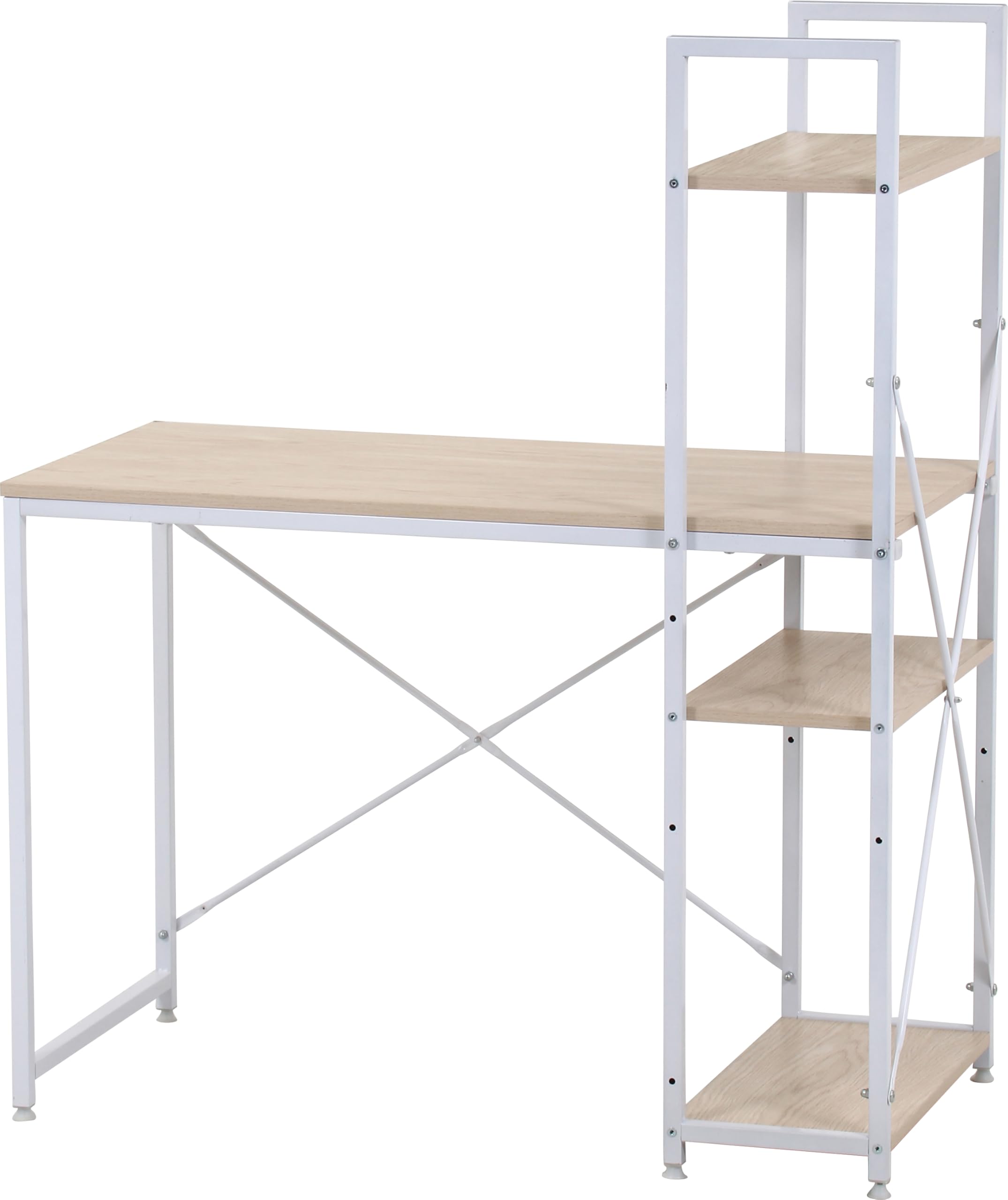 Amazon.co.jp: 不二貿易 ラック付きデスク 左右付け替え可能棚 収納力