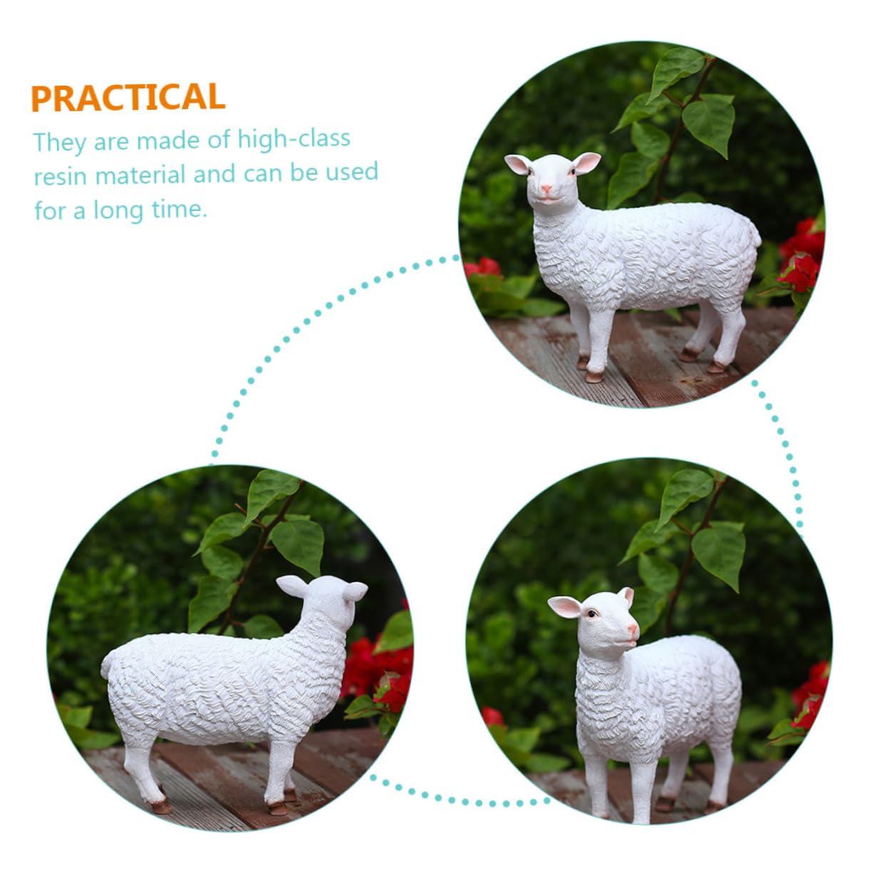 VICASKY Lebensechte Garten Schaf Statue aus Resin Wetterfeste Dekofigur für Draußen und Drinnen Niedliche Lamm Skulptur Leicht und Detailreich für Gartenliebhaber