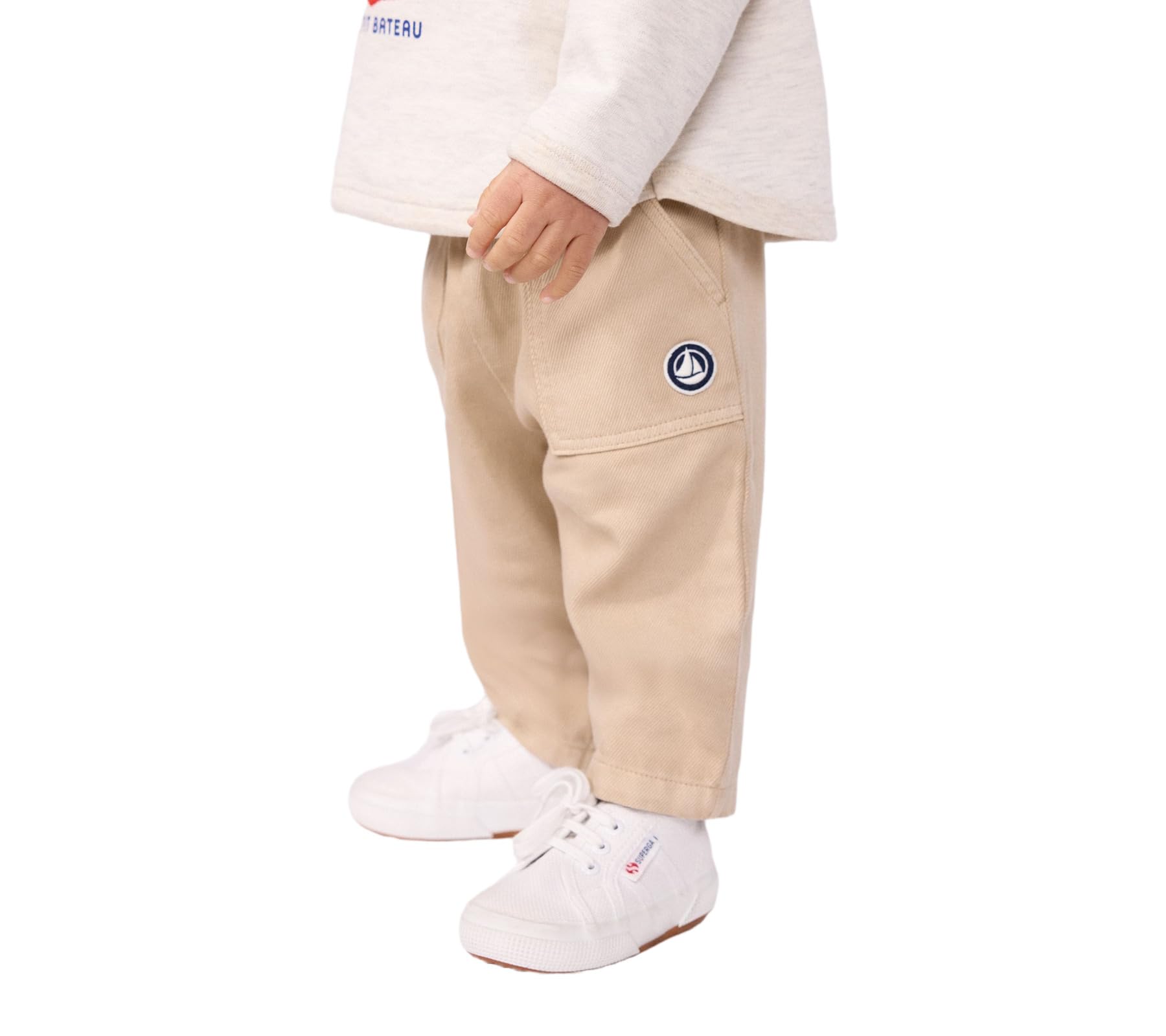 Petit Bateau Baby-Hose aus Baumwolle, einfarbig mit Badge im Cargo-Stil