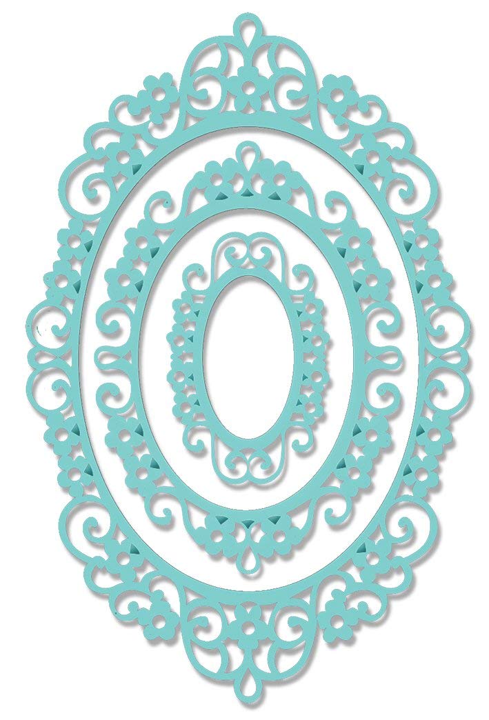 Sweet Dixie Dies Metal Intricate Oval Frame Die Set, Gold