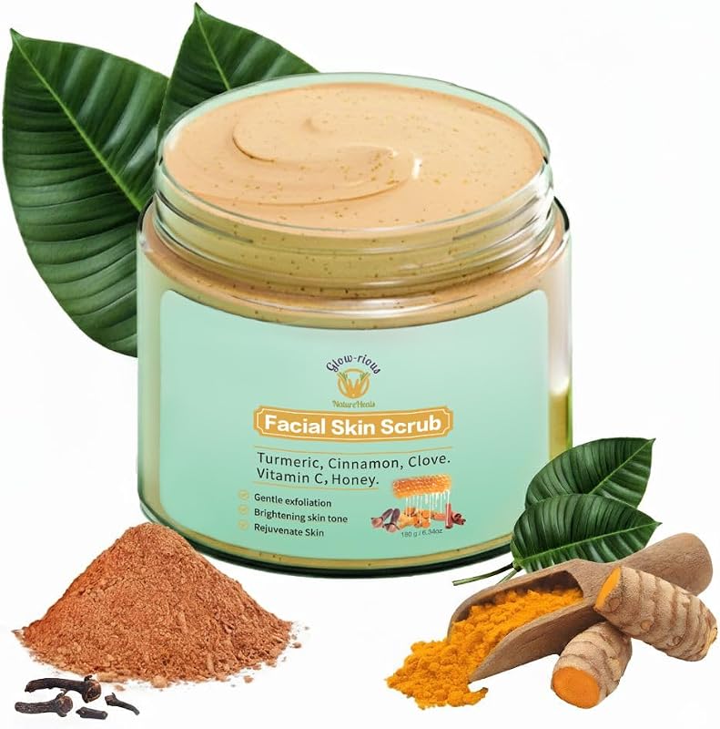 Glow-Rious Esfoliante Facial de Cúrcuma com Vitamina C, Mel, Canela e Cravo — 100 g