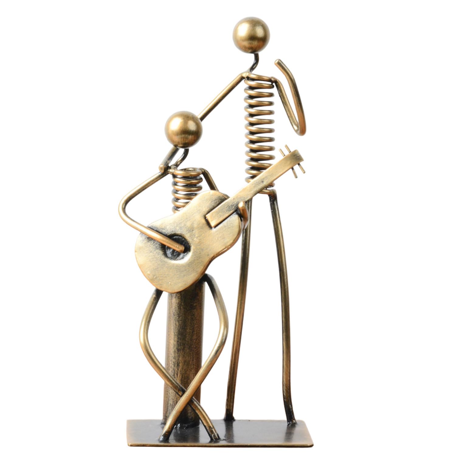 HAUCOZE Guitar Player Figurine Musician Statue Handmade Metal Music Decor Sculpture Home Gift Art for Desk Office 11 Inch