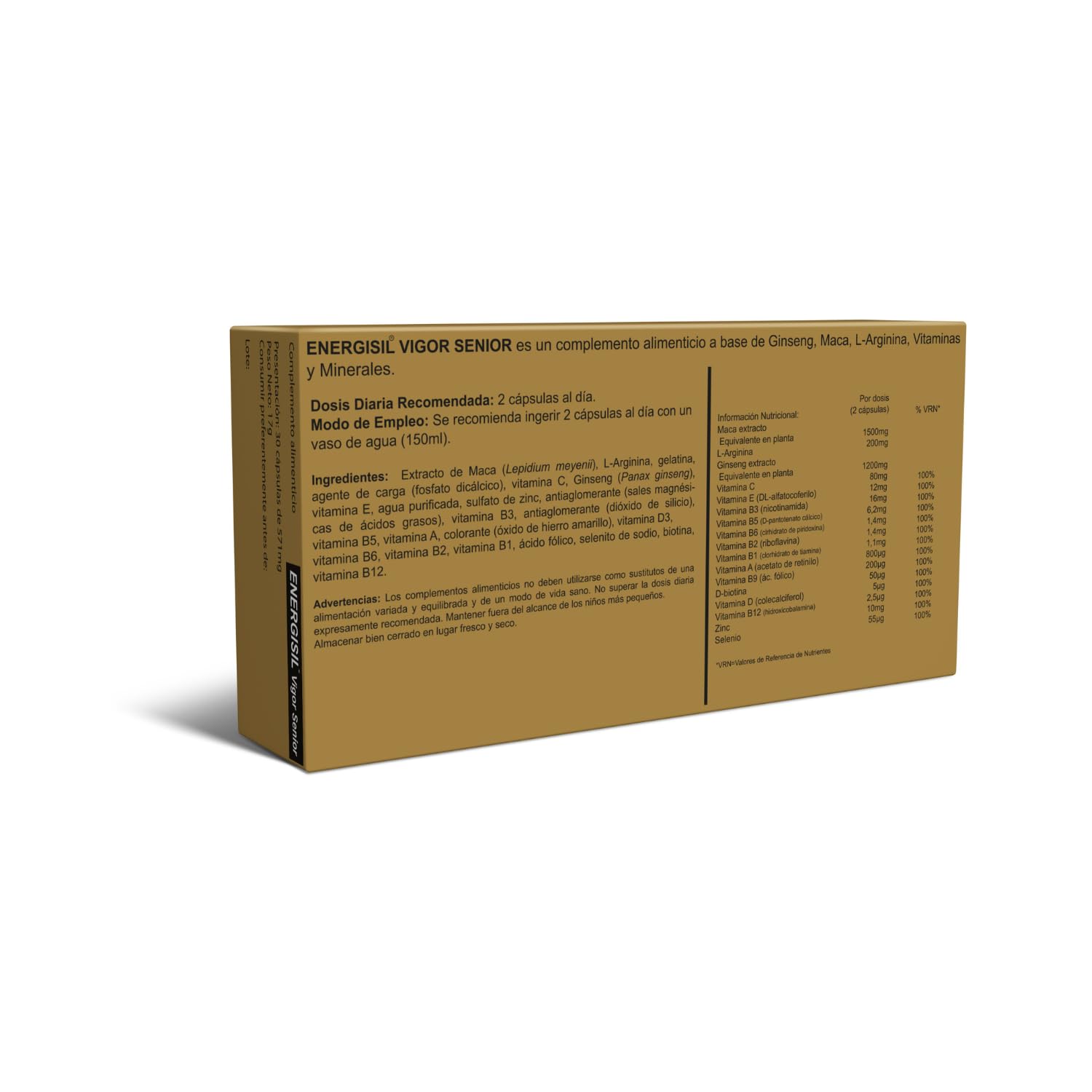 Energisil Vigor Senior 30 Cápsulas - Pack de 3 Unidades - Ayuda a Mantener buenas Relaciones Sexuales y a Estimular el Deseo Sexual - con Ginseng, Maca, L-Arginina, Selenio, Vitaminas y Zinc