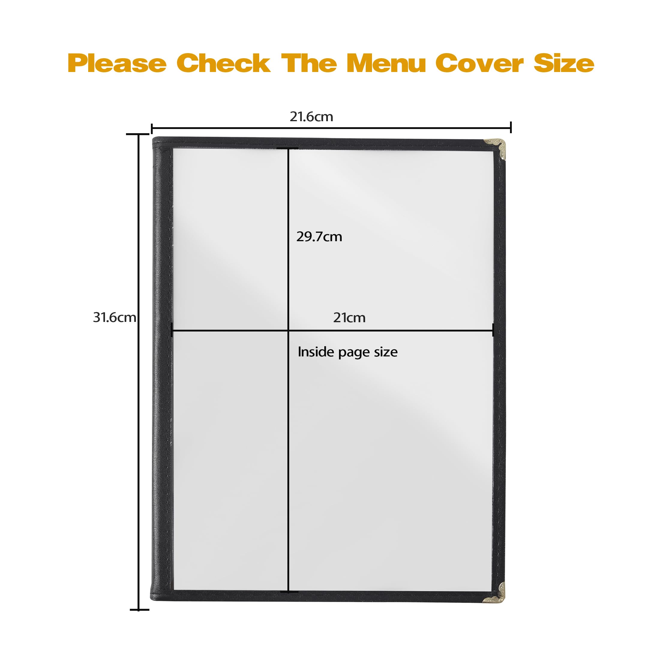 12 Pieces Black Menu Covers PVC Waterproof Restaurant Cafe Bar Fold Menu Book 2 View Double Fold Angled Corners Menu Covers For Wine Drinks Cafes List Covers Set, 4.25 X 11 Inches - View #3