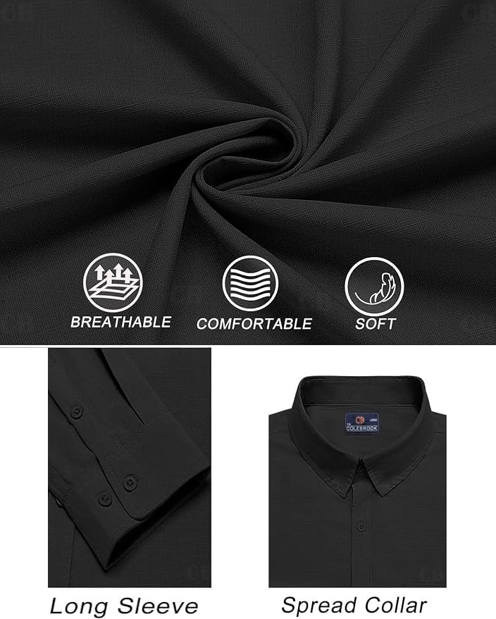 Image of CB-COLEBROOK Men's Long Sleeve Button Down Shirts Casual Cotton Linen Shirts Summer Beach Shirt for Mens Top (Available in Plus Size)