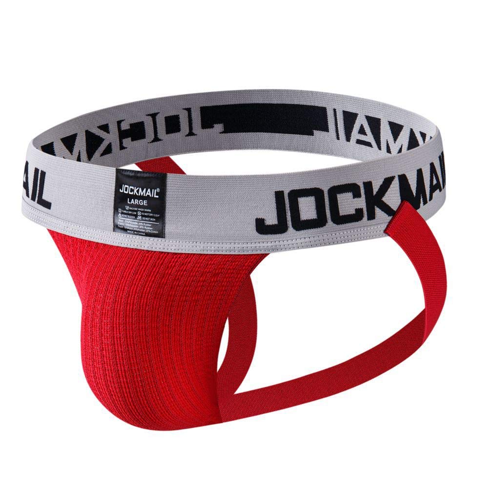 Jockmail Men's Red Jockstrap Athletic Supporter Underwear Sport Jock Strap Brief (Xl, )