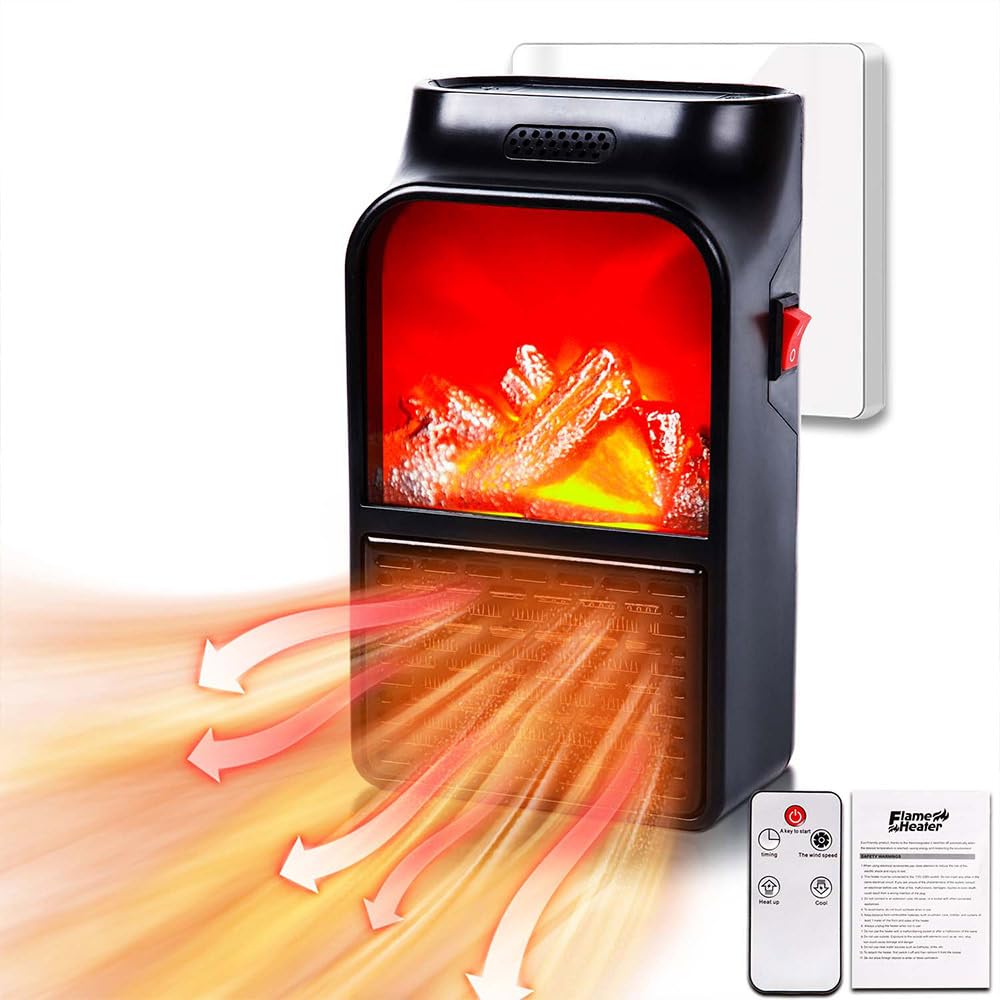 Ceramic Plug In Heater,Wall Outlet Space Heater With Adjustable thermostat,12 Hour Timer & LED Display,2 Fan Speeds,Heaters For Home Low Energy Silent