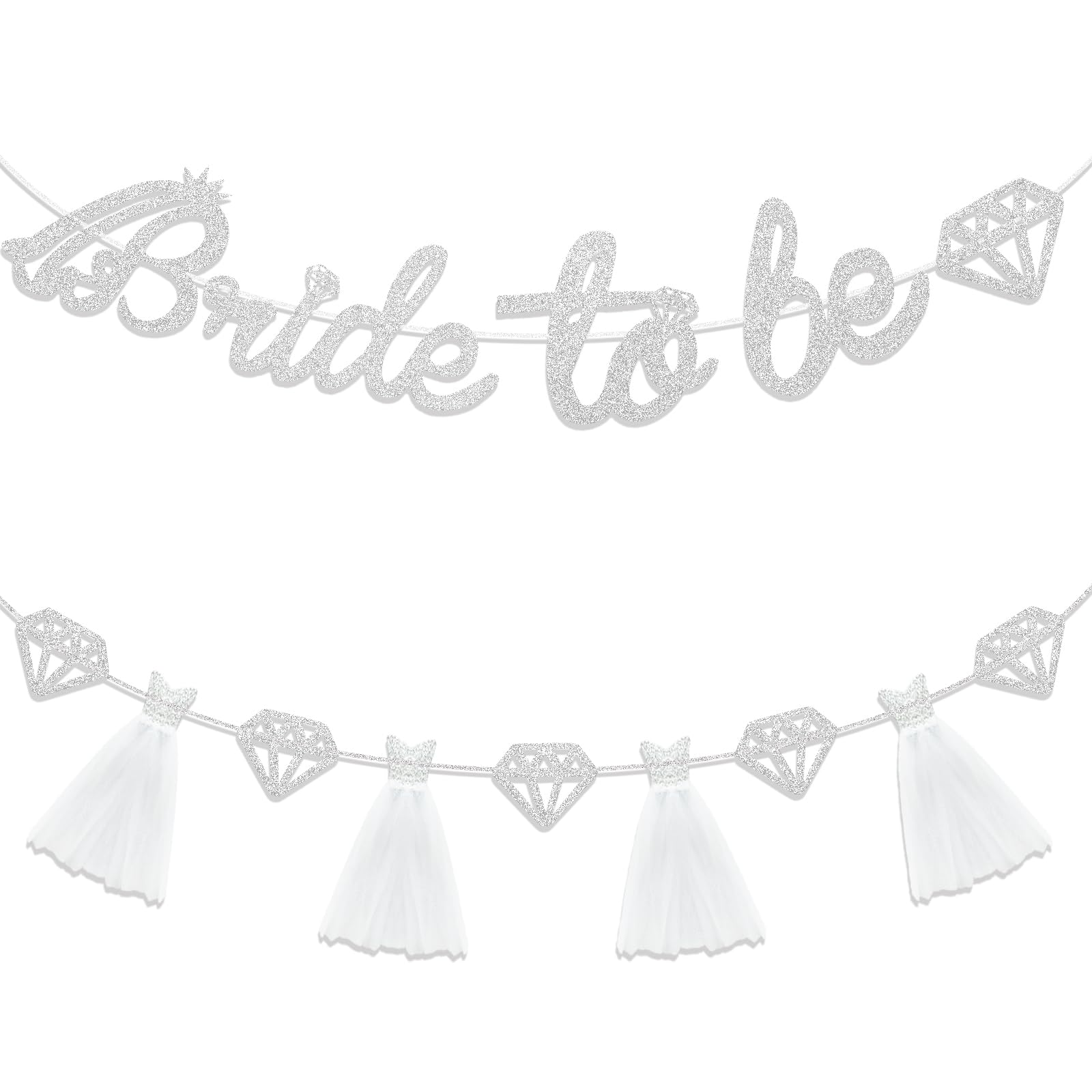 Bride To Be Bachelorette Party Paper Banner, Silver Glitter Hen do Accessories Hanging Bride To Be Banner for Hen Party Decorations (Silver)