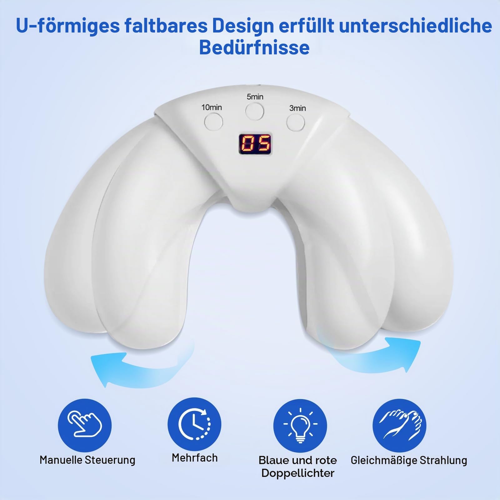 Nagelpilz-Reinigungsgerät, faltbares Nagelpilz-Lichtgerät für mehrere Finger- und Fußnägel, verfärbte und verdickte Zehennägel, einfache und effektive Behandlung zu Hause