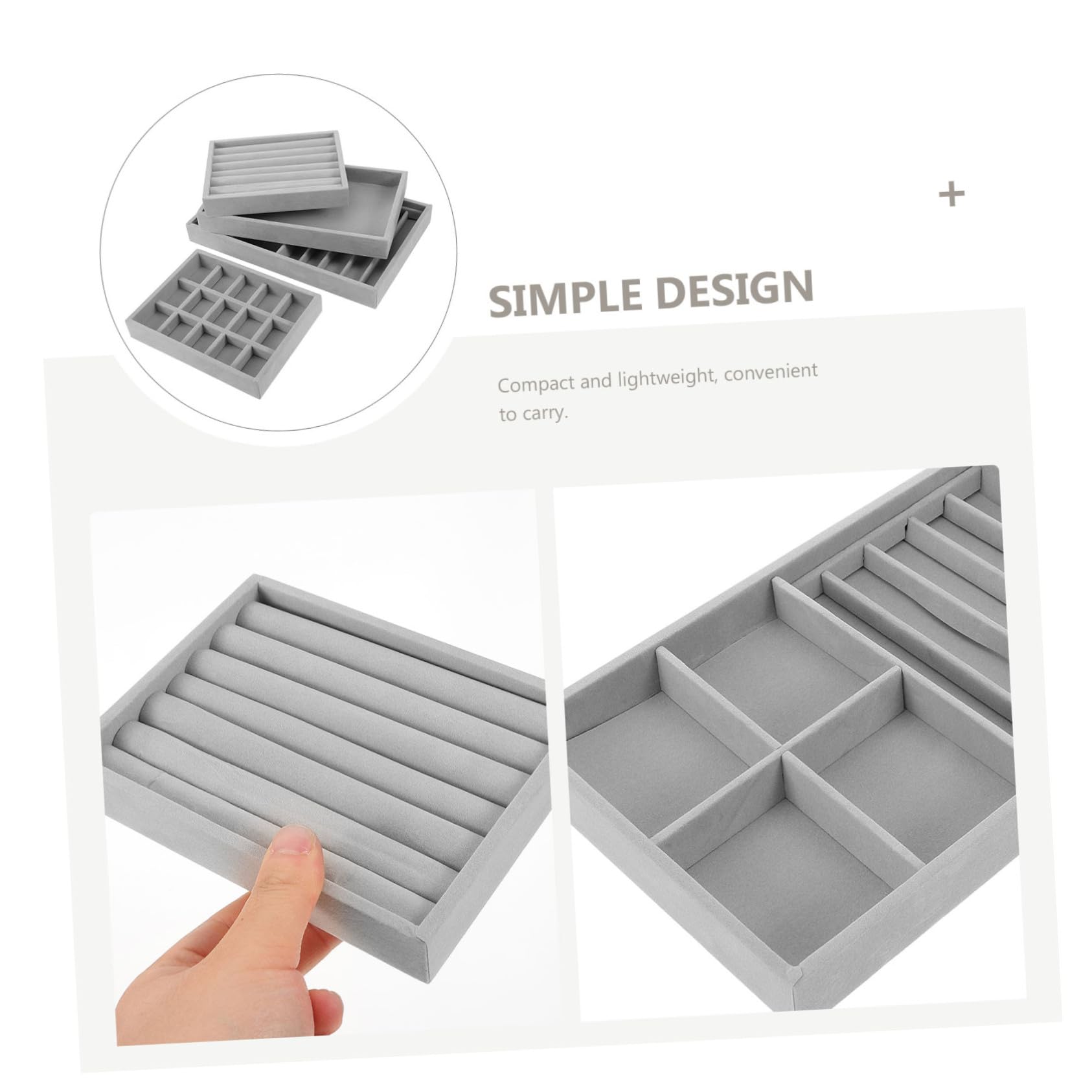 GALPADA Bandeja Organizadora para Joyas de Felpa, 4 Piezas, Diseño de 15 Compartimentos para Anillos y Pendientes, Adecuado para Exhibición en Tiendas de Joyería