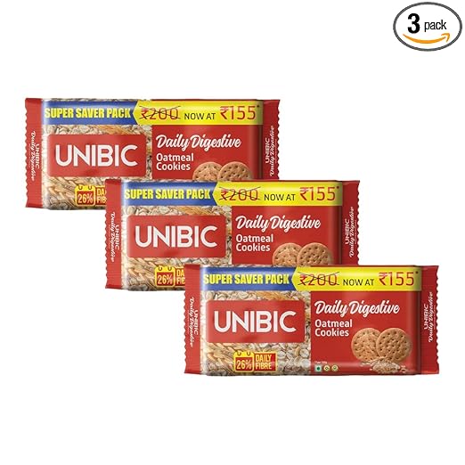 UNIBIC Foods Oatmeal Digestive Cookie - 600g (Pack of 3)