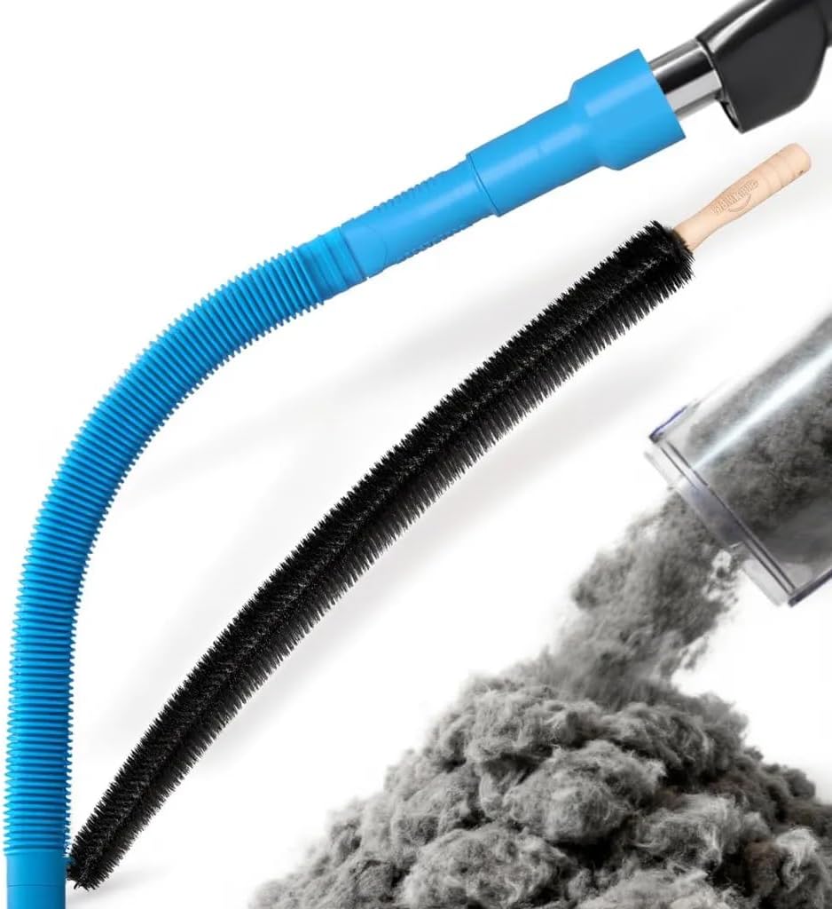 2-Piece Dryer Vent Cleaning Hose & Vacuum Attachment, Lint Brush Kit