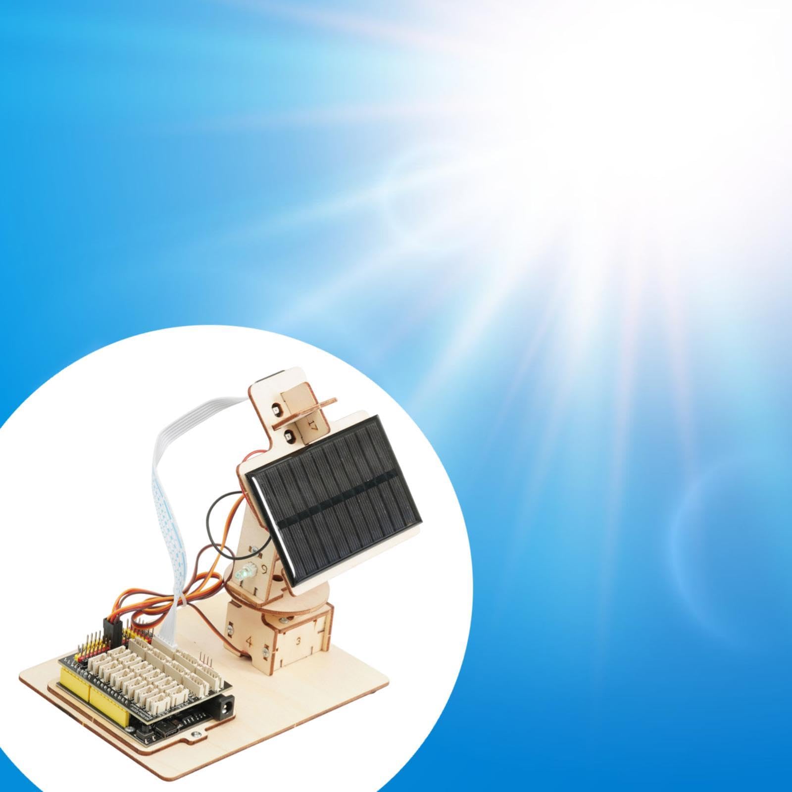 Dispositif de suivi solaire Solar Traceker DIY Code de programmation compact Système de suivi solaire en bois pour adolescents adultes 15+ école
