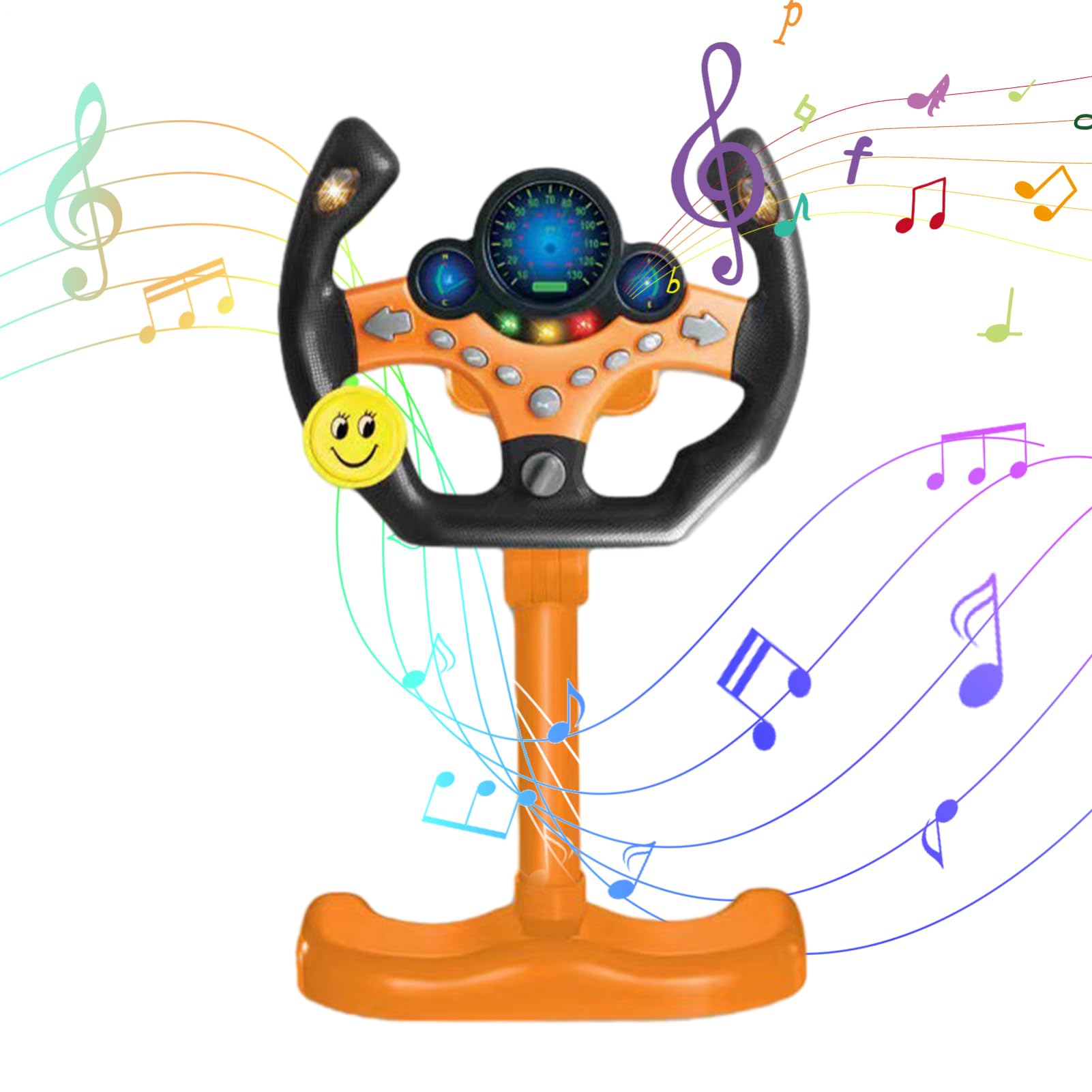 Jouet au volant - 25 cm (vertical) avec son interactif | Contrôleur de conduite portable, tableau de bord de jeu de rôle pour tout-petits, centre d'activités musicales pour cadeau d'éducation précoce