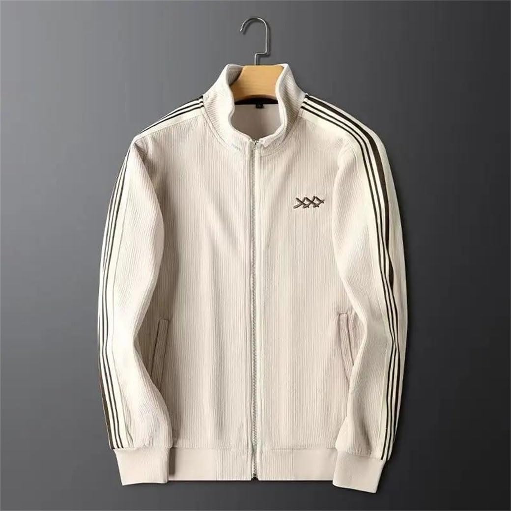 Men's Winter Warm Tracksuit Stand Collar Cardigan Jacket and Straight Leg Sweatpants Two Piece Set