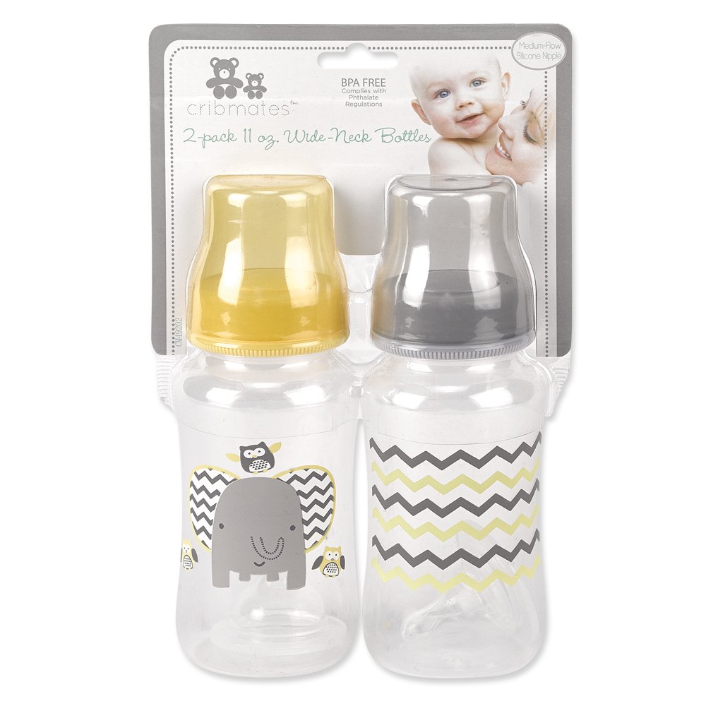 2 Piece Wide Bottle Elephant Zigzag, Grey/Yellow