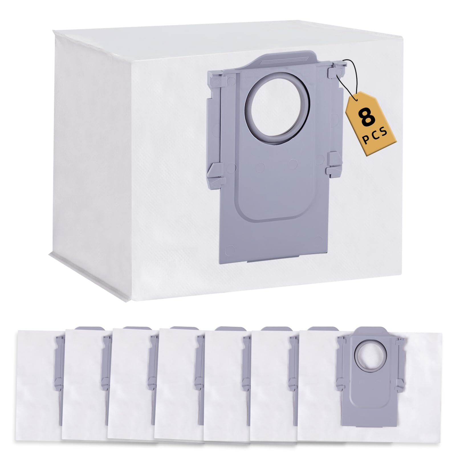 NIXOOT 8 Pack Dust Bag for Roborock S8+ / S8 Pro Ultra / S7 MaxV Ultra / S7 Pro Ultra / Q7+ / Q7 Max+ / Q5+ Vacuum Self-Emptying Dock Station, 3L Large Capacity Replacement Vacuum Bag