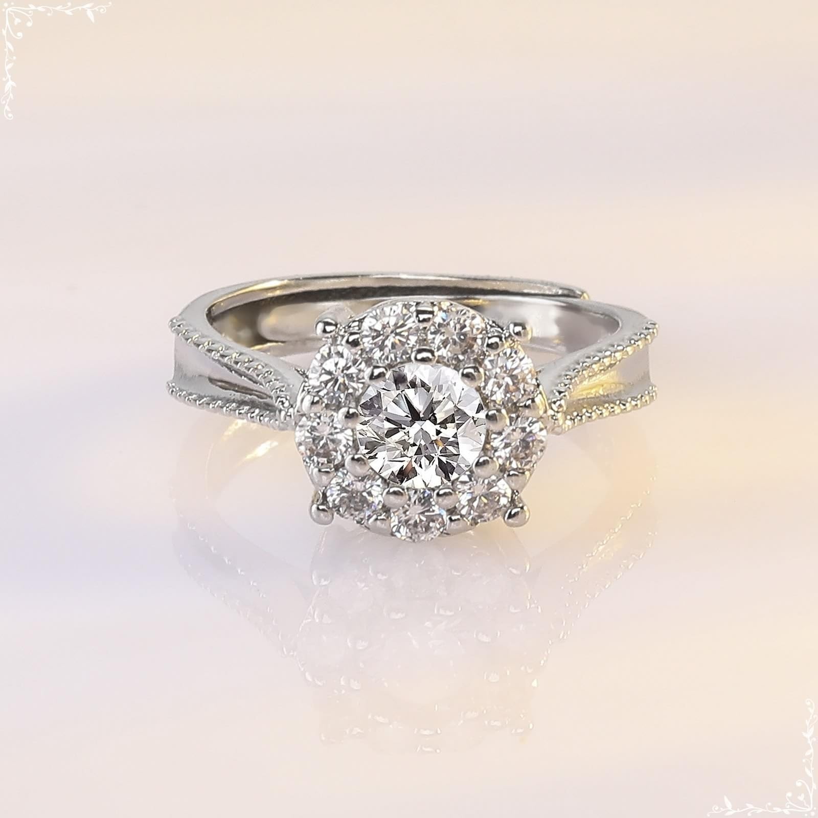 Wycian Vintage Moissanite pierścionki dla kobiet białe złoto pierścionek dla kobiet 18K 4 zęby z cyrkonią rozmiar H 1/2 moda dla cioci biżuteria na Dzień Matki