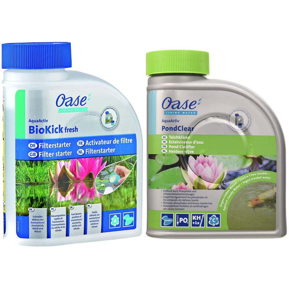 OASE 43145 AquaActiv BioKick Fresh 500 ml für 10.000 l - Filterbakterien Starterbakterien für Teich Fischteich Gartenteich Schwimmteich & Wasserklärer AquaActiv PondClear, 500 ml