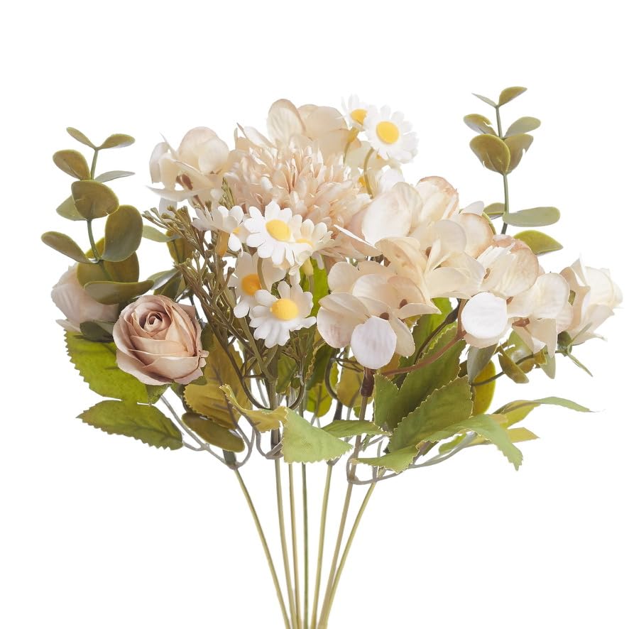 The Baked Studio Silk Artificial Flower Bouquet (Rose, Dandelion, Hydrangea, Daisy, Eucalyptus & Foilage) - Image 4