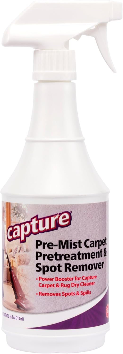 Capture Pre-Mist Soil Release for Carpet Dry Cleaner - Carpet Cleaning Pre Spray - Loosen Juice, Coffee & Wine Spill and Tough Rug Stains Eliminator - Multi-Purpose Cleaning Essentials (24oz)