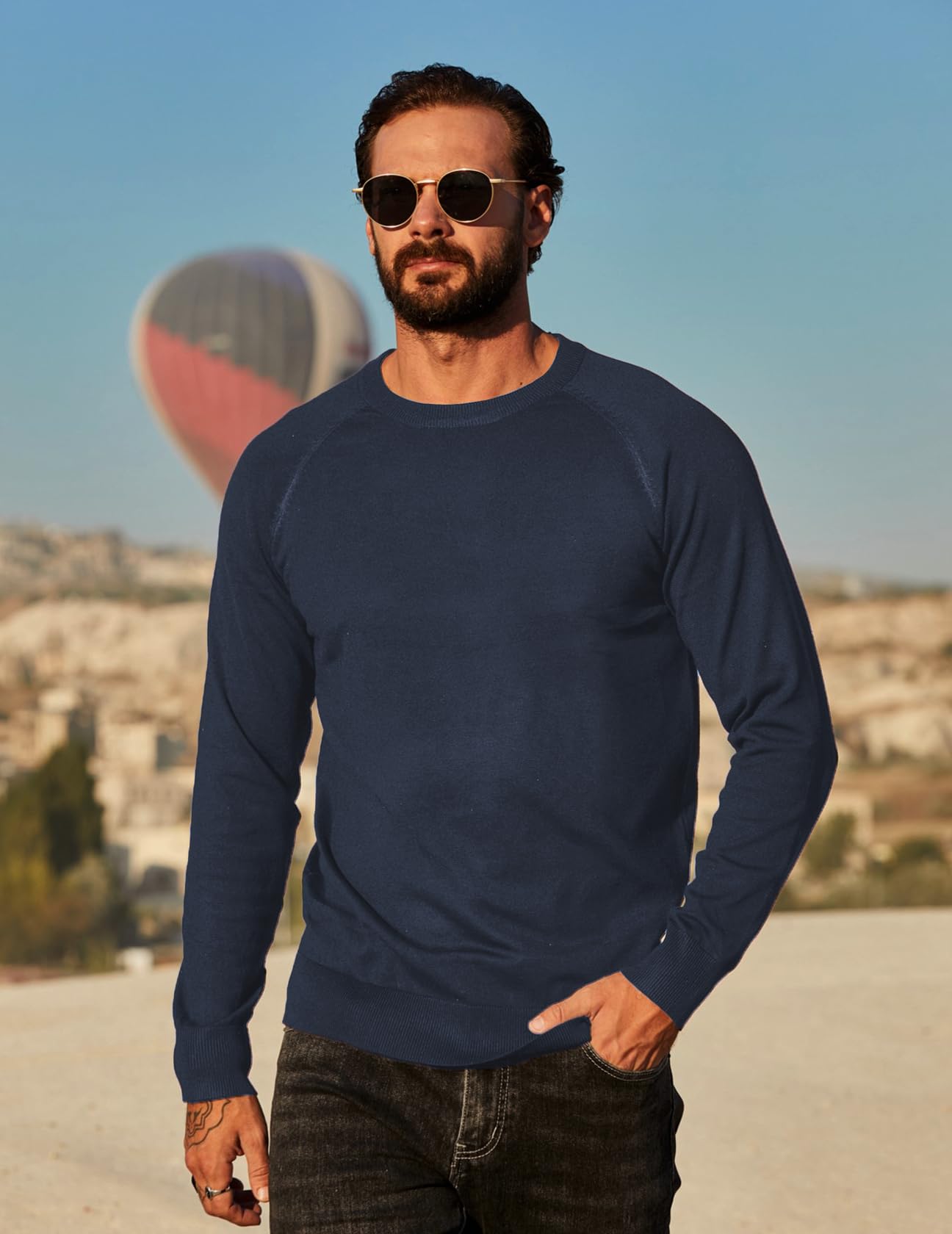 COOFANDY Maglioni per Uomo Pullover a Maglia Maglioncino Girocollo Sweater a Maniche Lunghe Caldo Maglione Lavorato a Coste
