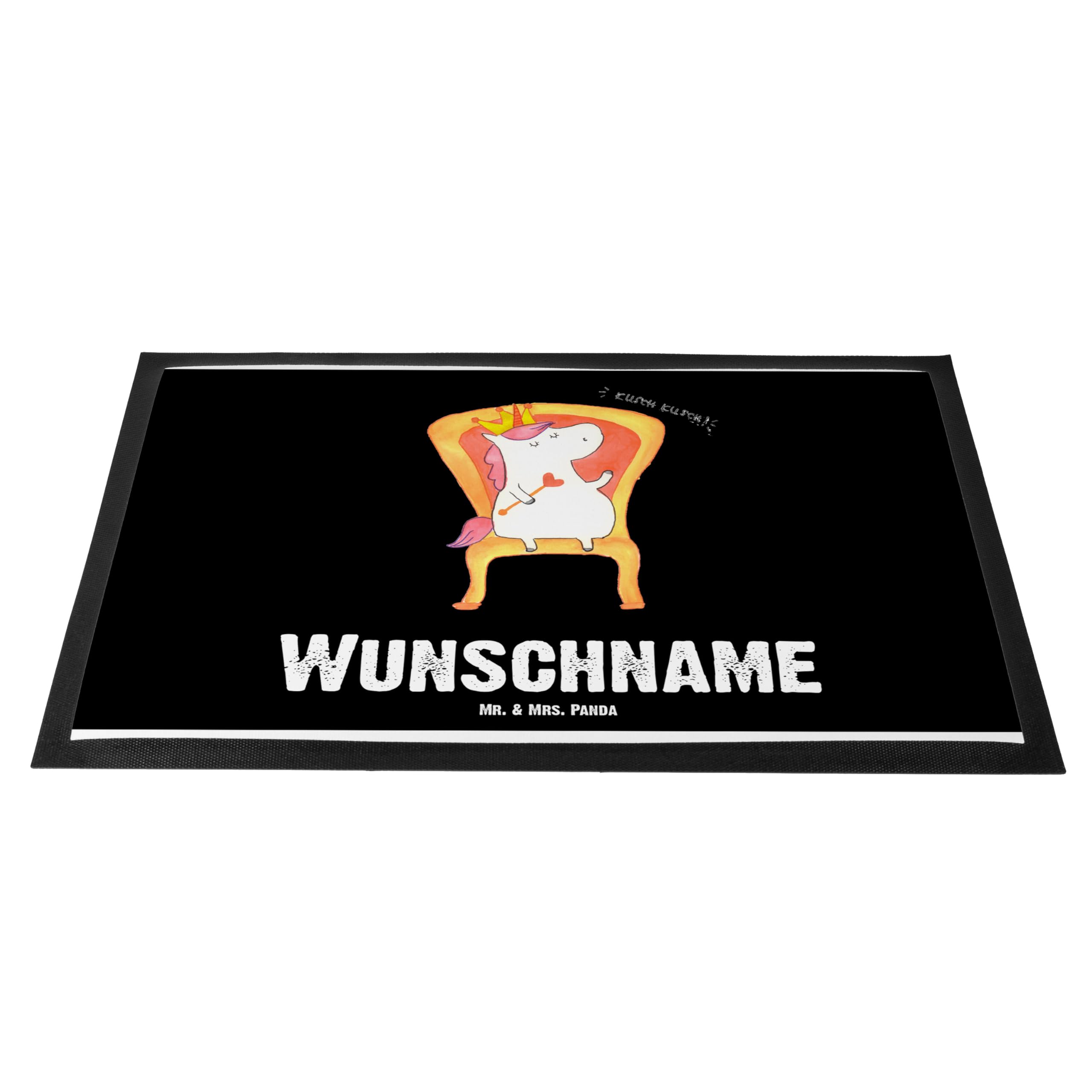 Mr. & Mrs. Panda Personalisierte Fußmatte Einhorn König 40 x 60 cm - Geschenke, Bundeskanzler, Schmutzfangmatte personalisiert, Unicorn, Prinzessin, Krone, Fussmatte mit Namen, personalisierbar