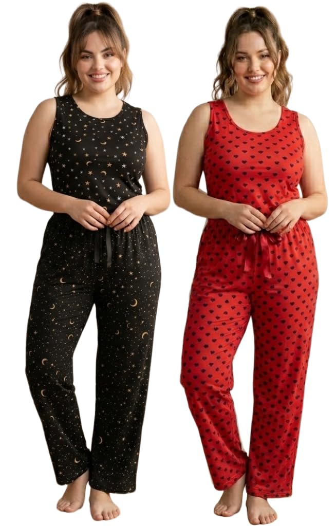 volex Women Sleeveless Nightsuit Top & Lower Set – Cotton Night Suit for Women, Soft Breathable Sleepwear Set, Ladies Pyjama Set, Summer Nightwear, Night Suit for Womens-Pack of 2-picture-12