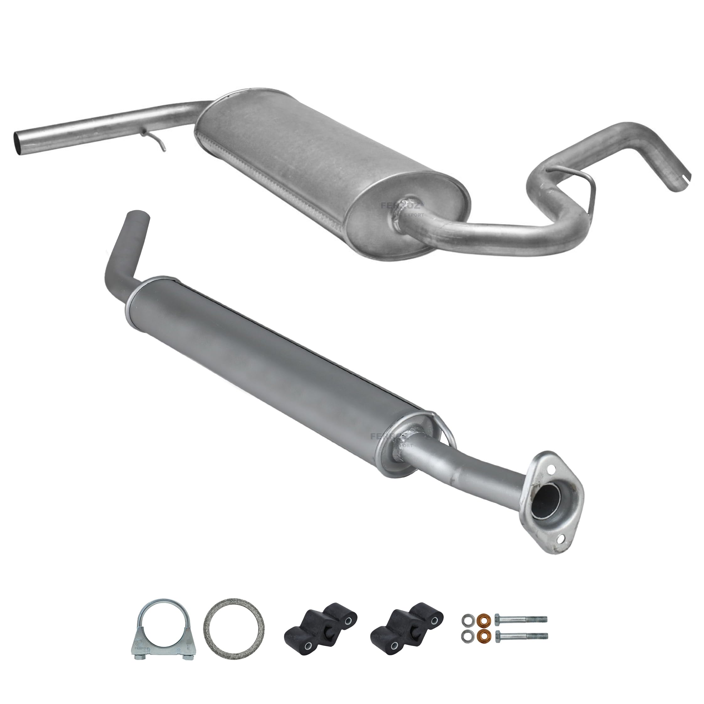 Ferroz Export Système d'échappement de rechange pour Lada Niva (2121) 1.7 4x4 à partir de 1996 - Échappement complet avec kit de montage.
