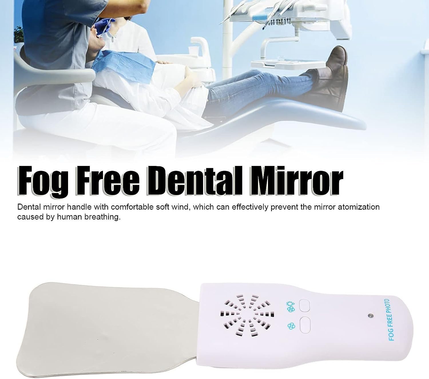 Espejos dentales de Dos Caras para fotografía, manija de Espejo Dental, prevención de Niebla Luz LED Dientes Mango de Espejo de cavidad Oral con Herramienta de Dentista de 4 Espejos(b)