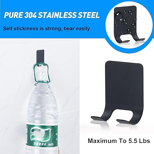 Miniatura 3 de ReJiechu Soporte impermeable para maquinilla de afeitar para ducha, ganchos autoadhesivos resistentes, ganchos de toalla de acero inoxidable para