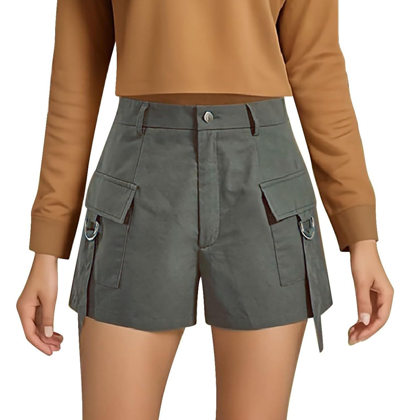 Lxitoler Bermudas para mujer, pantalones cortos tipo cargo, pantalones cortos de verano holgados para caminar, pantalones cortos casuales de pierna ancha, pantalones cortos deportivos con bolsillos, 01-gris