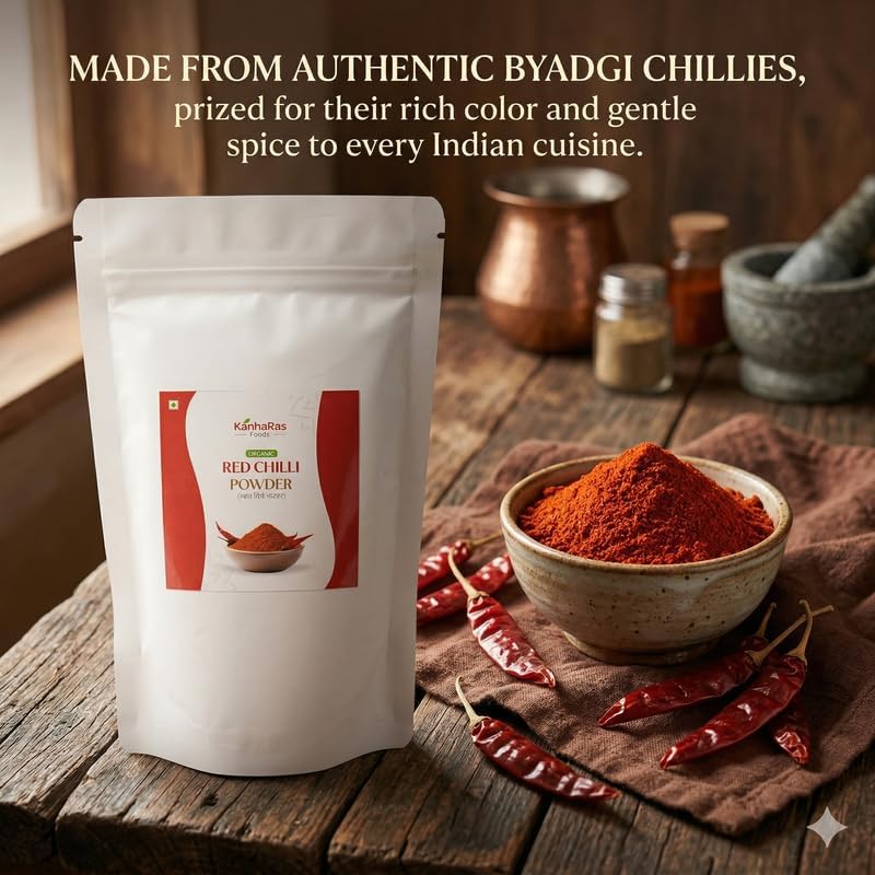Image of KanhaRas Foods Red Chilli Powder 250 gm | Lal Mirch Powder | No Added Colours, Preservatives or Chemicals | Strong Aroma & Authentic Taste | Bold Flavor for Cooking & Traditional Recipes