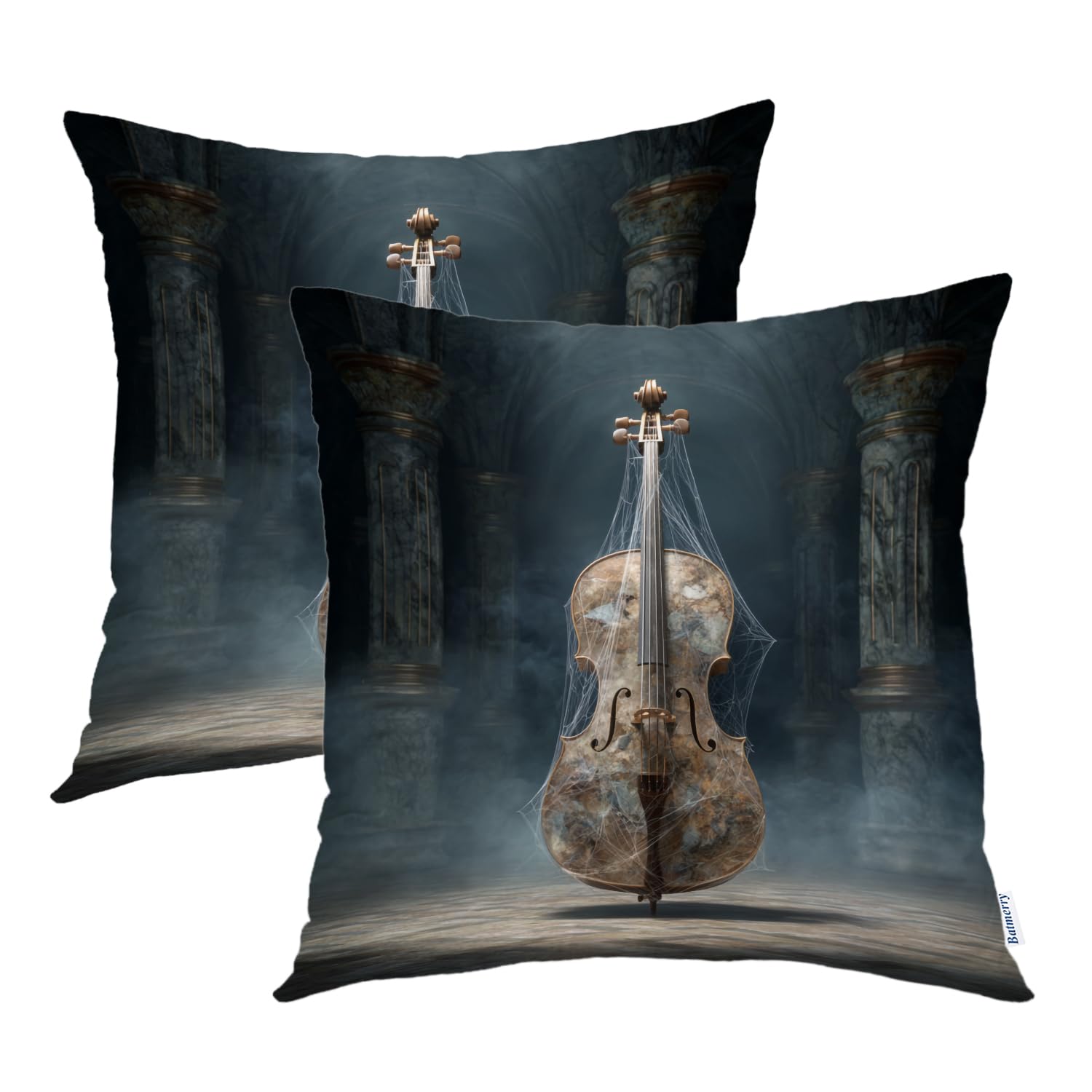 Housse de coussin en soie d'araignée violoncelle hantée Batmerry x2