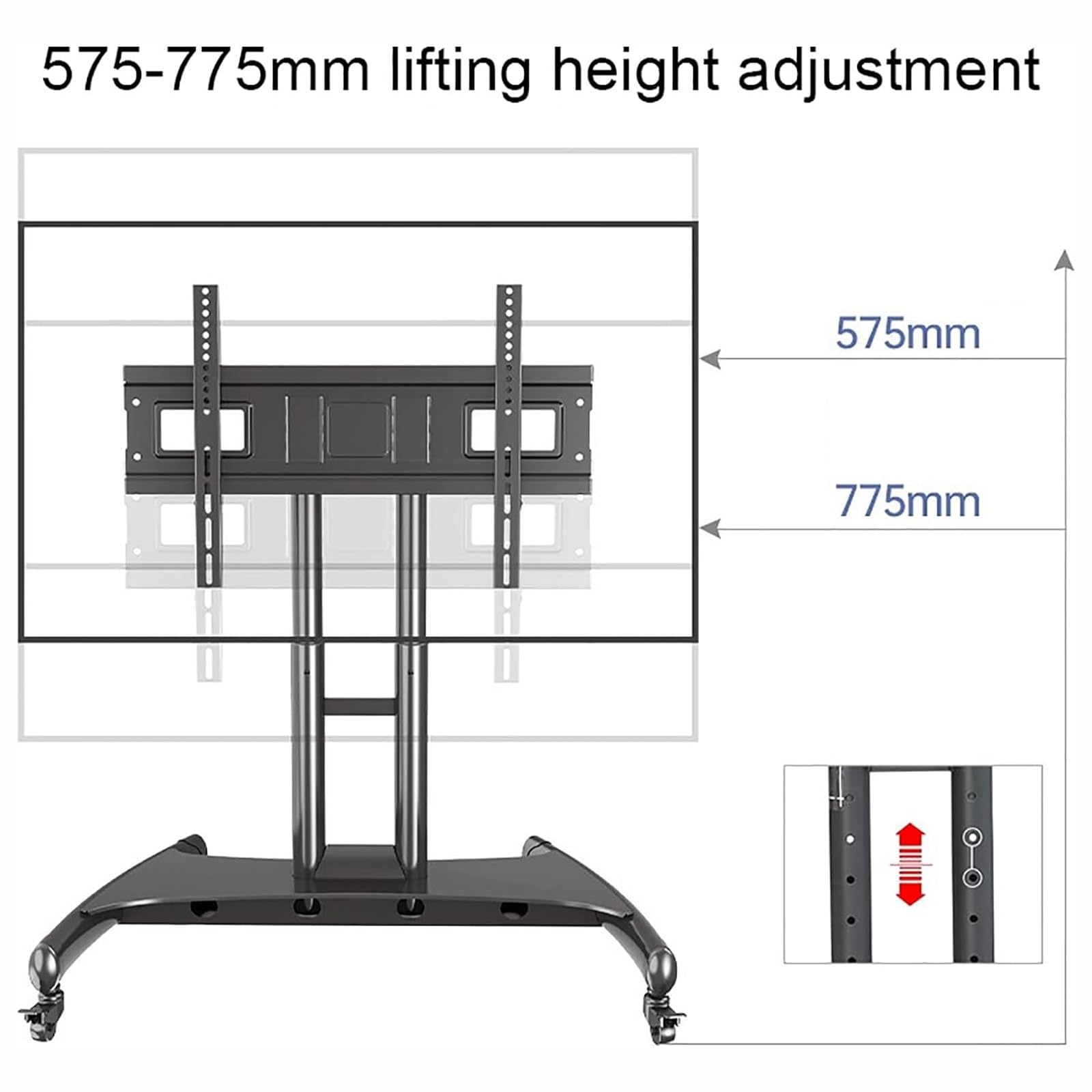 Support de Sol pour téléviseur LCD - Chariot TV à roulettes, Hauteur réglable, Facile à déplacer, Compatible avec Les téléviseurs de 32 à 70 Pouces, Angle de réglag,