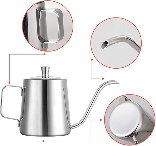 Miniatura 6 de GWHOLE Pequeño hervidor de café con cuello de cisne para verter sobre el cuello de cisne, tetera larga y estrecha para la parte superior de la