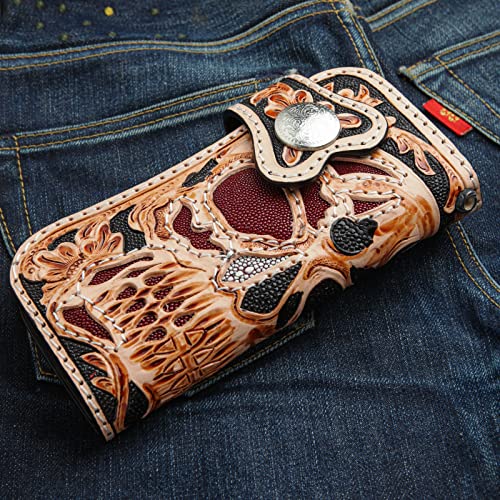 Skull Devil Rider Leather Chain Biker Wallet3