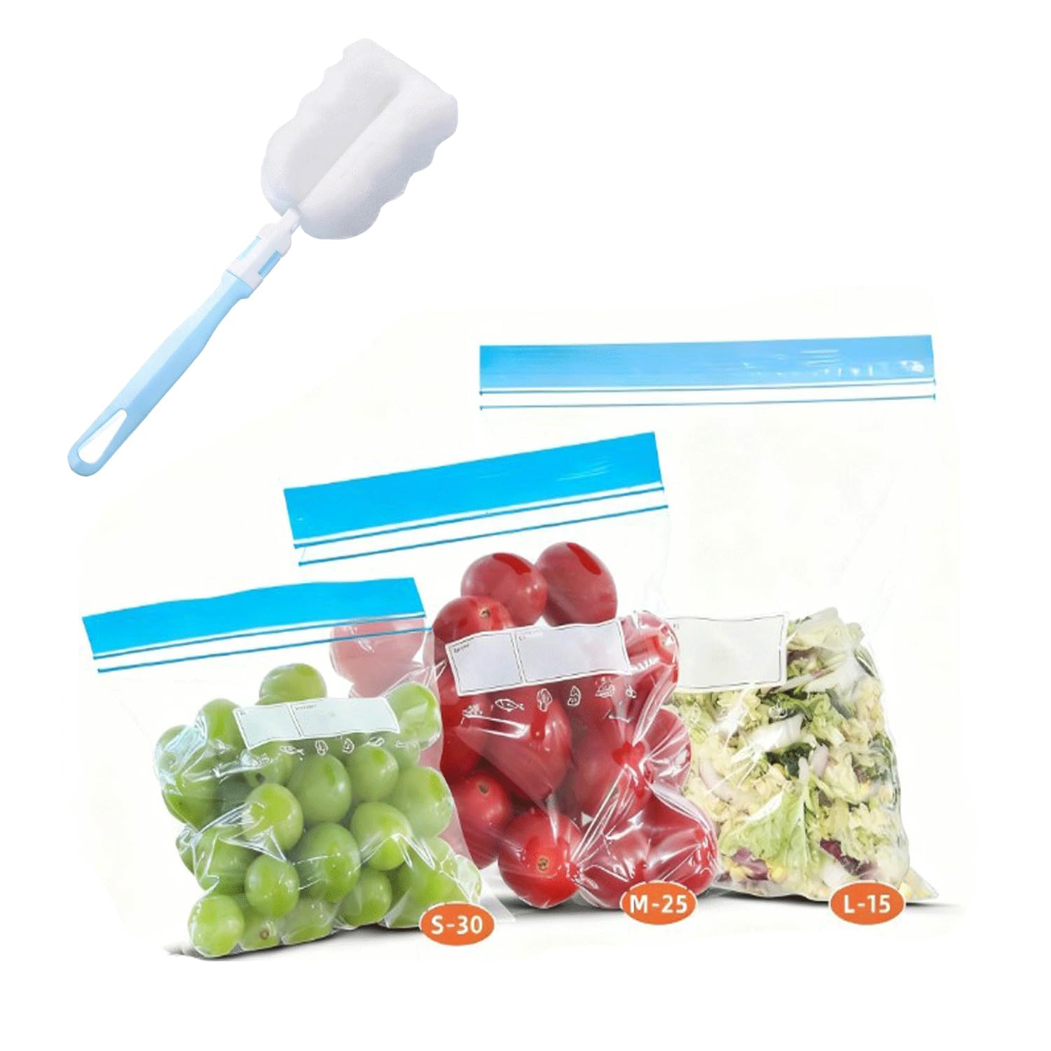 70Pcs Freezer Bags, Reusable Zip Lock Bag Sandwich Bags, BPA Free Ziplock Bag Food for Fruits, Meat, Grains, Vegetables, Candies, Food Storage (3 Sizes)