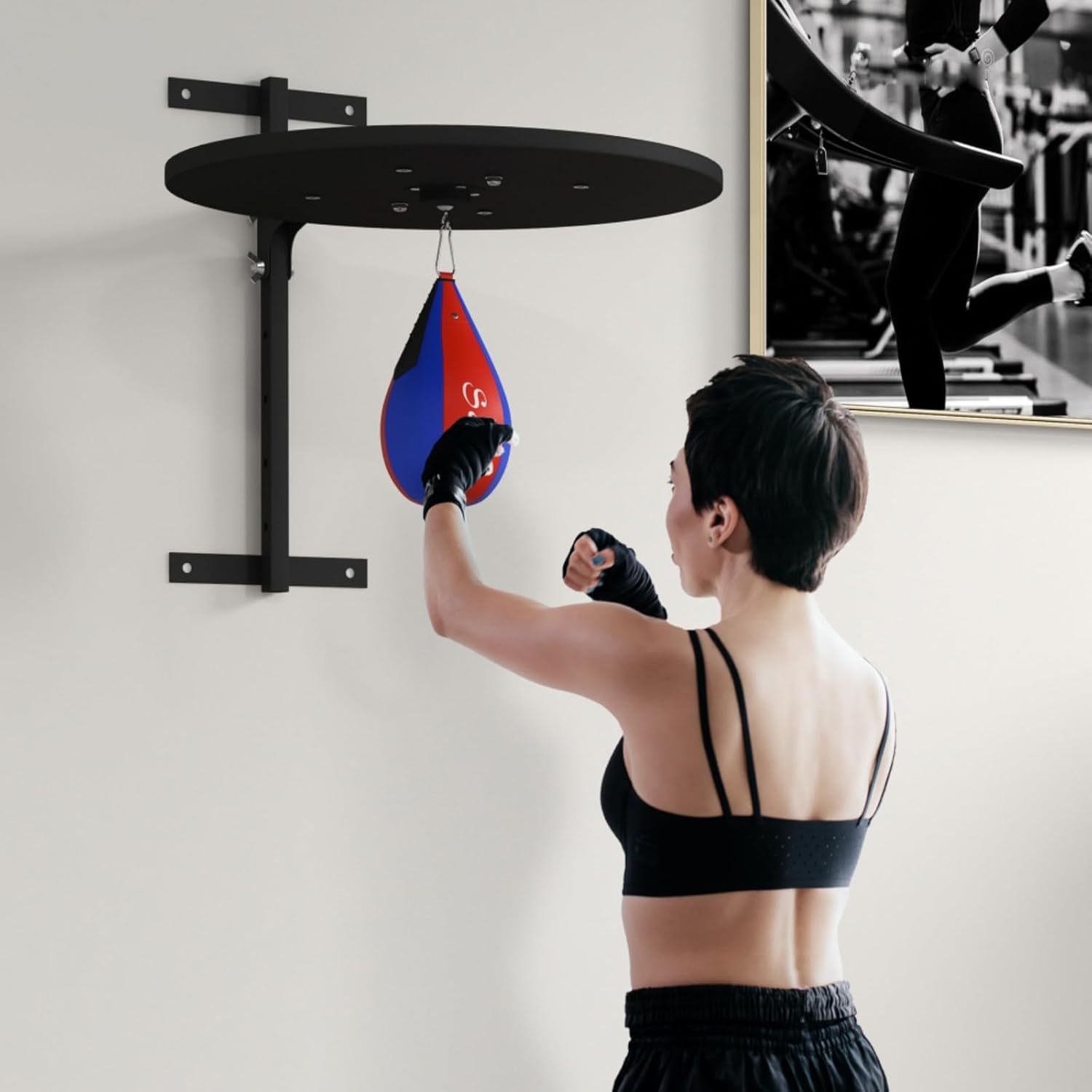 Household Adjustable Speed Bag Platform, Wall Mounted Punching Bag with 360-Degree Swivel for Home Fitness