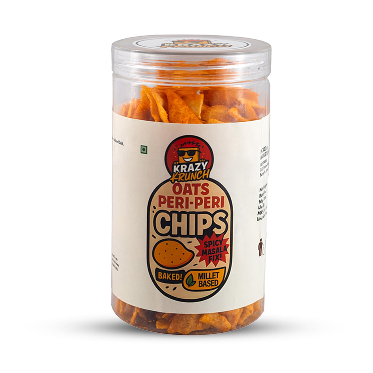 Krazy Krunch Oats Peri Peri Chips 140 gm | Crunchy Baked Oats Snack with Spicy Peri Peri Flavour | Spicy Vegetarian Oats Chips | Healthy Snack-image-7