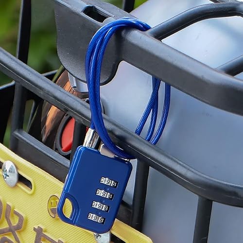 Miniatura 3 de Set of 2 4-Digit Combination Locks, Resettable Metal Padlocks with Steel Cable for Luggage, Gym Lockers, Travel & Storage (Red)